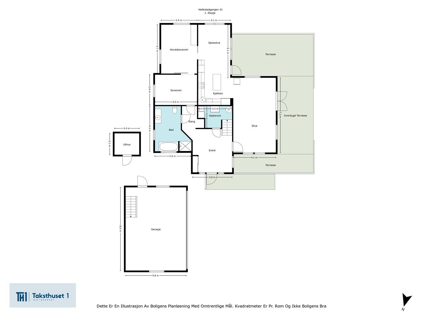Plantegning 1. etasje og garasje