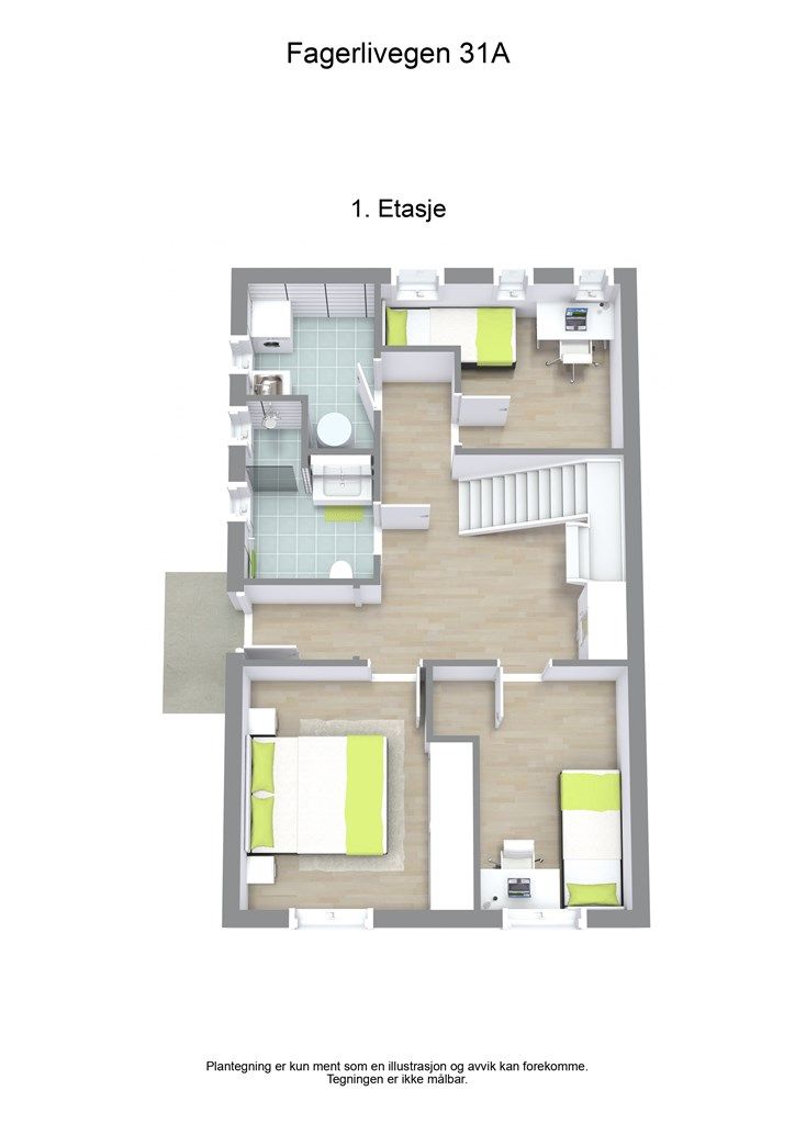 3 D planløsning 1. etasje