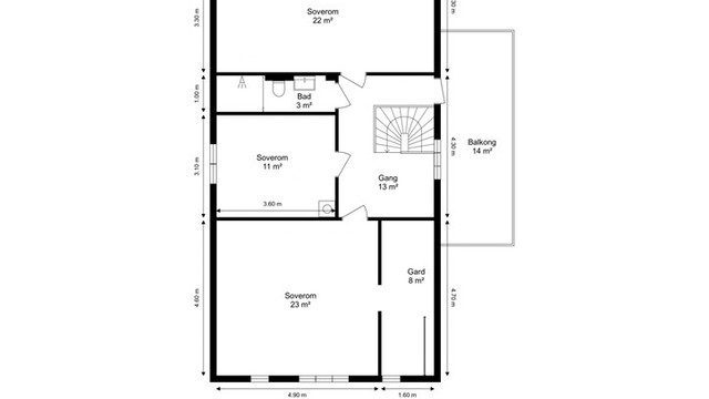 Loftsetasjen rommer en privat sone med tre soverom, bad, garderobe og utgang til balkong.