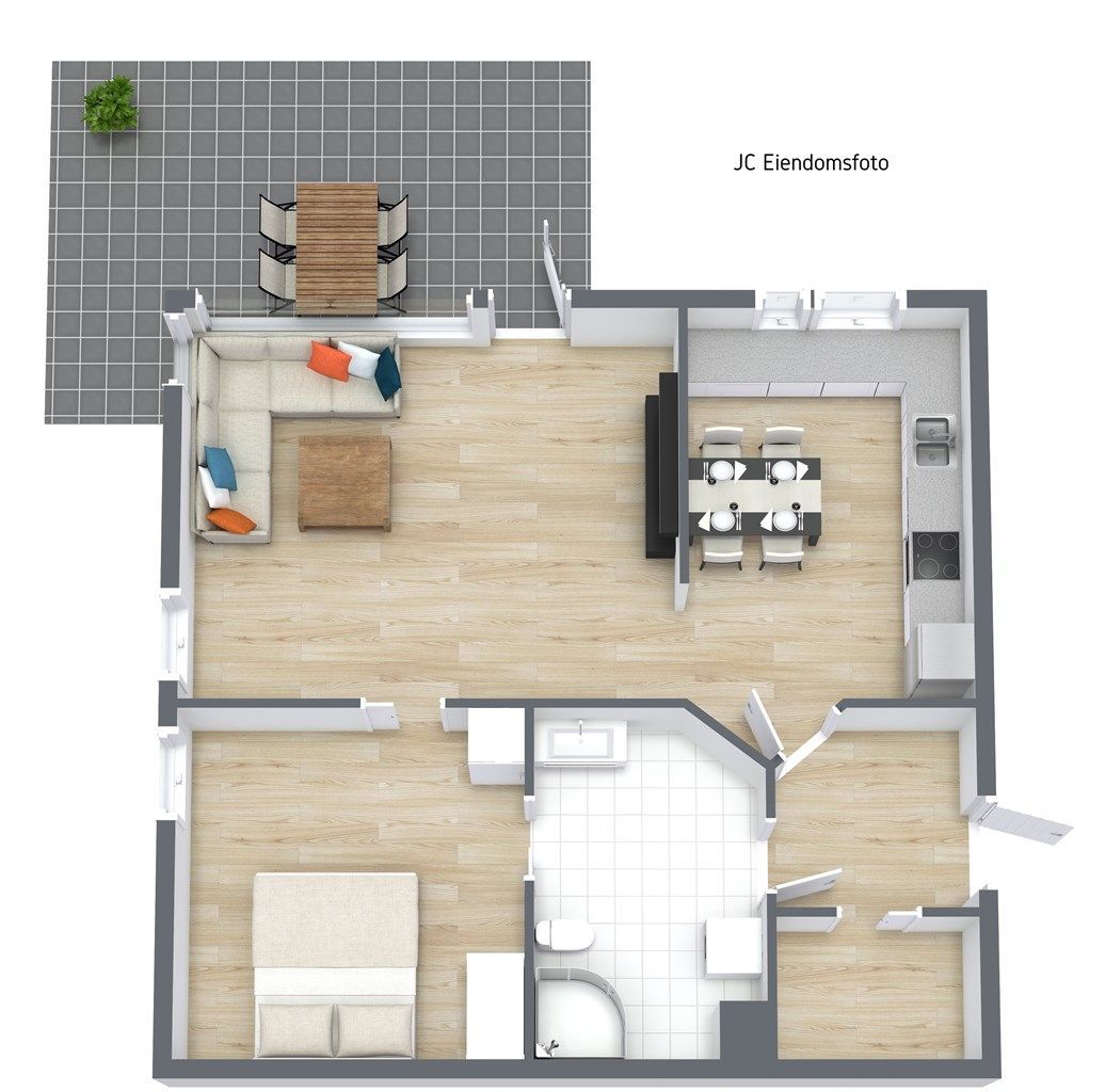 Den gjennomgående planløsningen gir en god romfølelse og funksjonell hverdag.