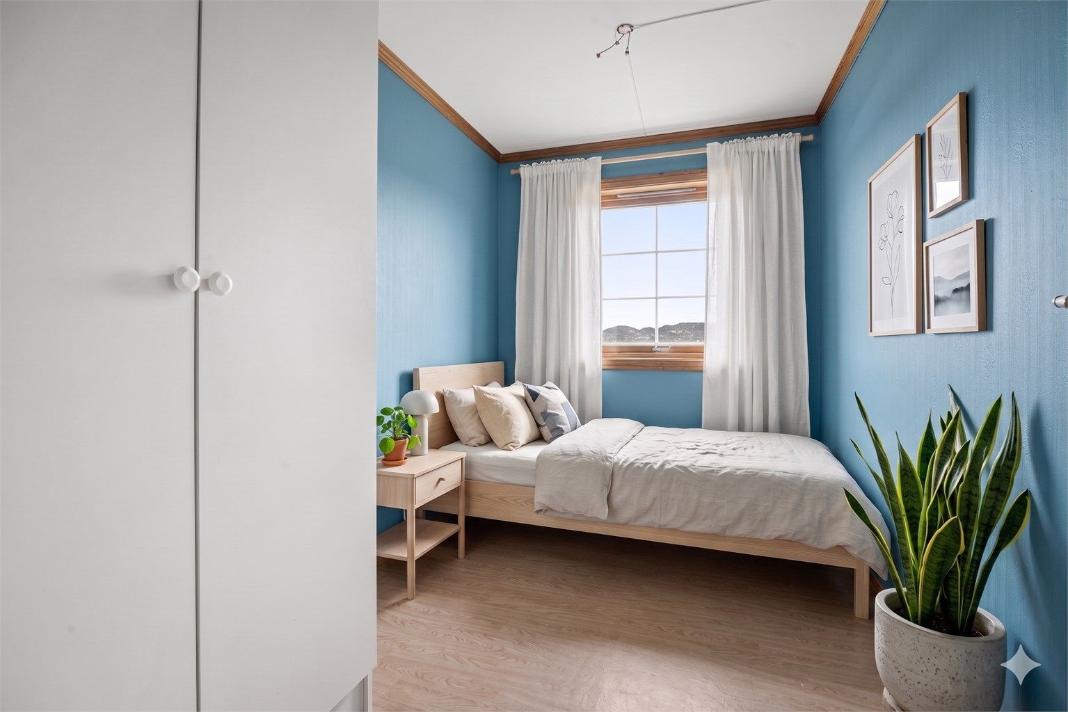 Det andre soverommet, med plass til seng og garderobeløsning. Digitalt Stylet.