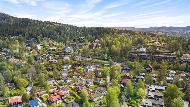 Området er preget av store eneboliger med grønne, frodige hager.