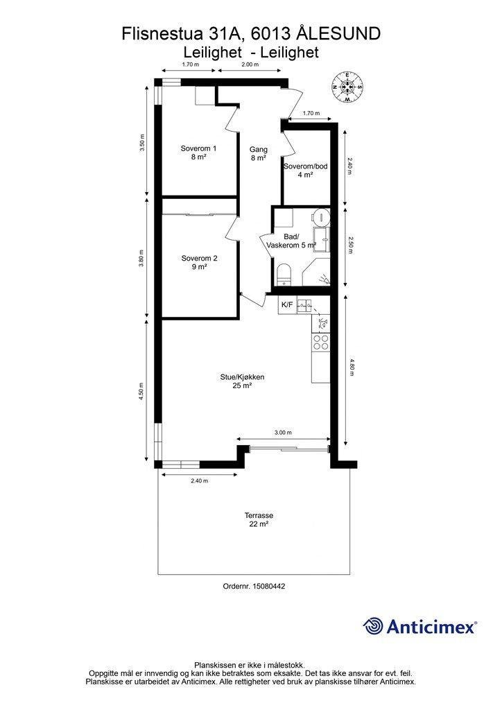Målsatt plantegning