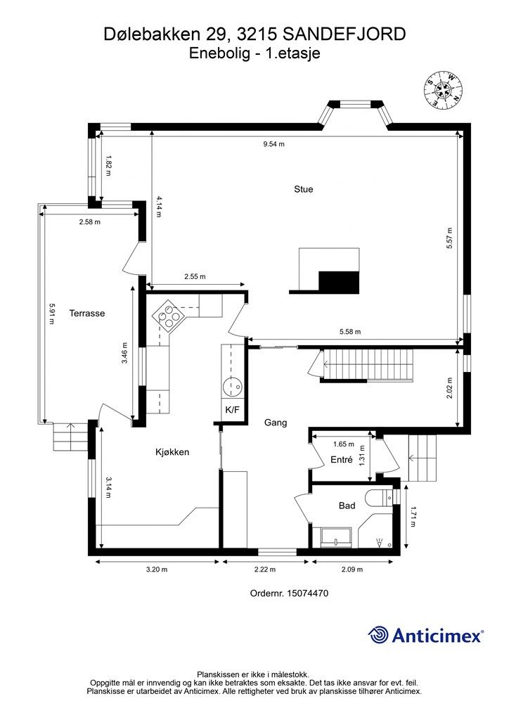Plantegning enebolig  
1.etasje