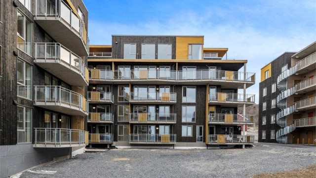 Leiligheten har en sentral beliggenhet med korte avstander til dagligvarebutikk, post, legekontor, bank, skole, togstasjon, bussforbindelser og ulike idrettsanlegg.