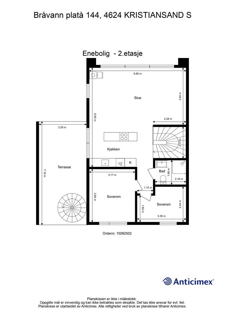 2.Etasje - 2D plantegning med mål