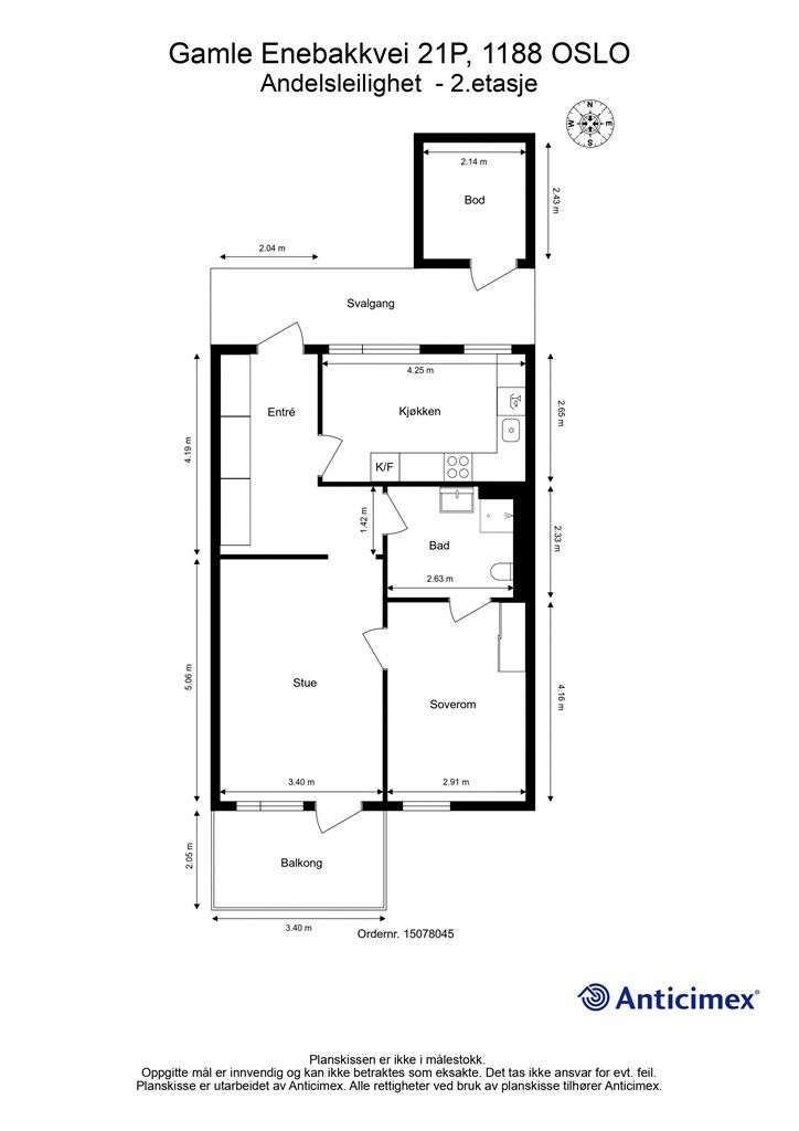 Plantegning - Andelsleilighet - 2. etasje.