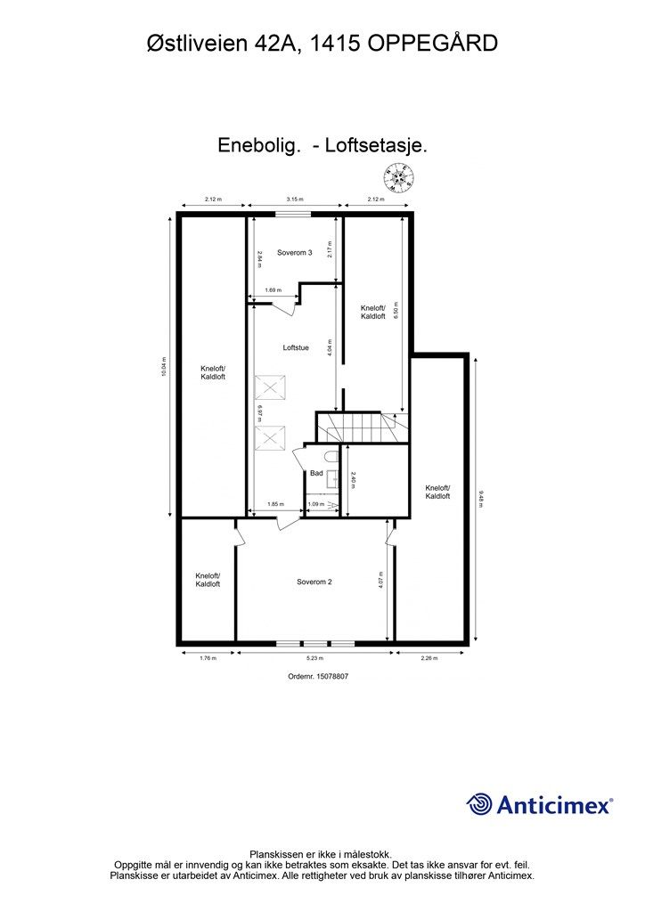 Plantegning - loftsetasje