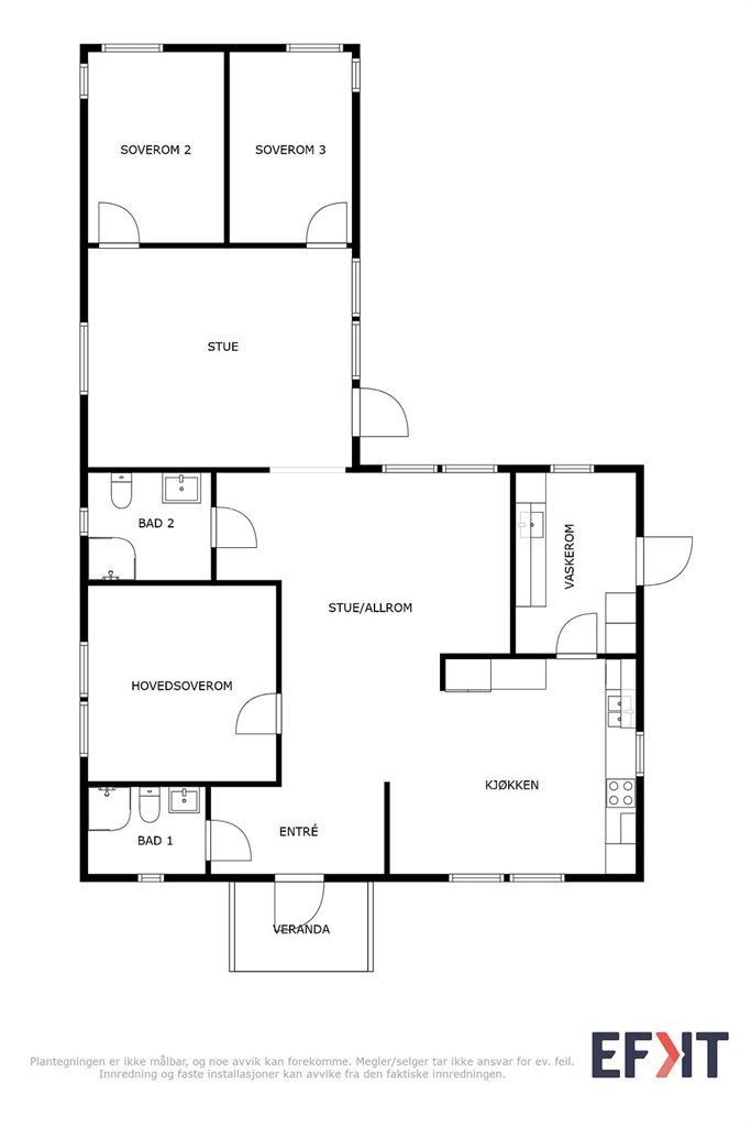 Plantegning av Fyrhusvegen 36. 