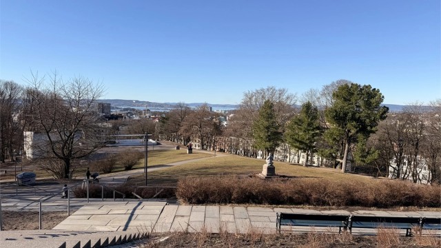 Flott utsikt over Oslo by fra toppen av parken