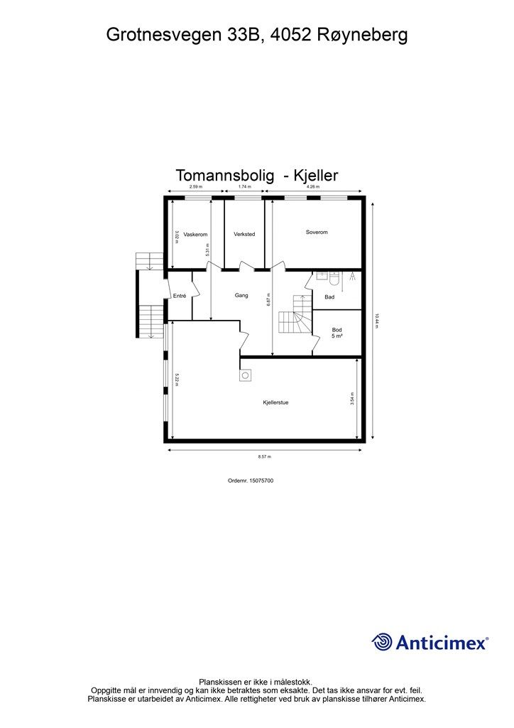 Plantegning underetasje.