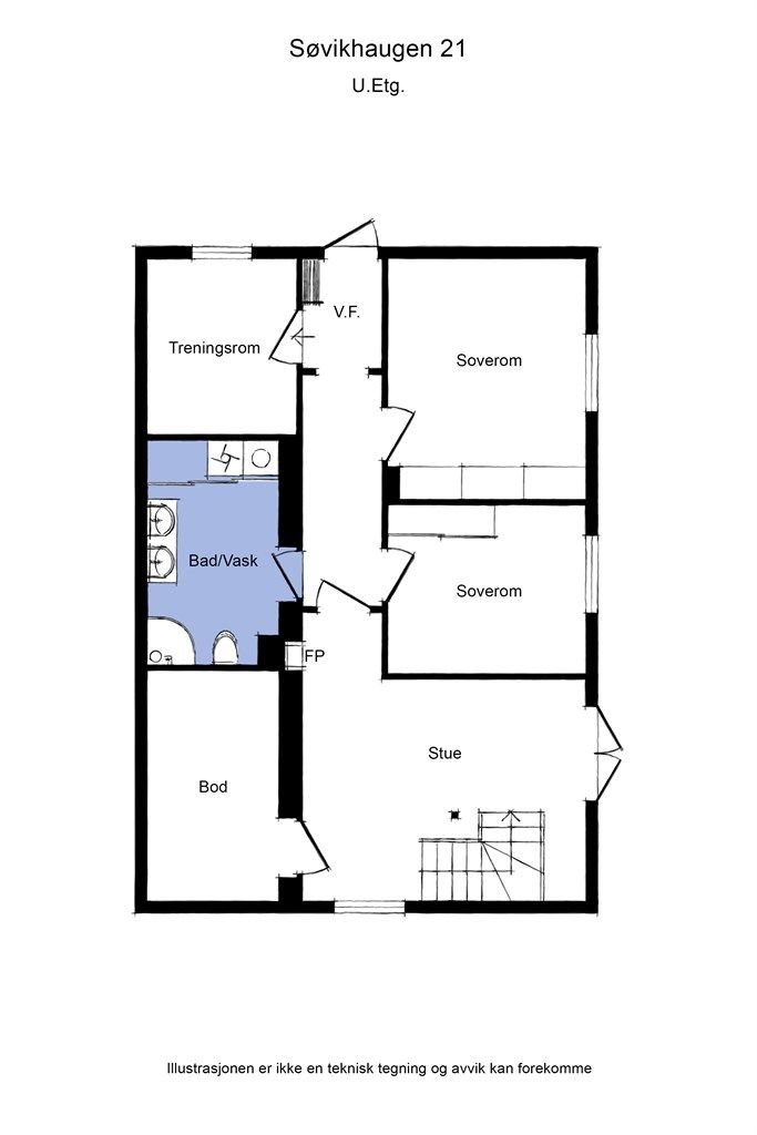 Planskisse av underetasje