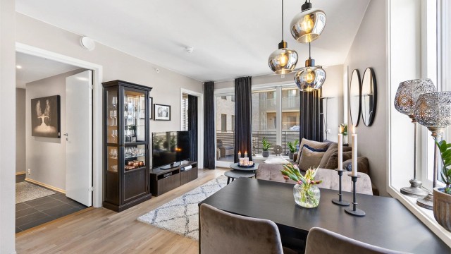 Leiligheten har balansert ventilasjon som sikrer et sunt og godt inneklima.