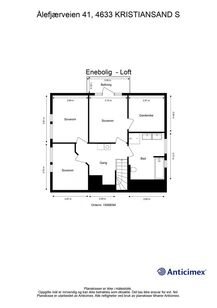 Plantegning Loftsetasje - Enebolig