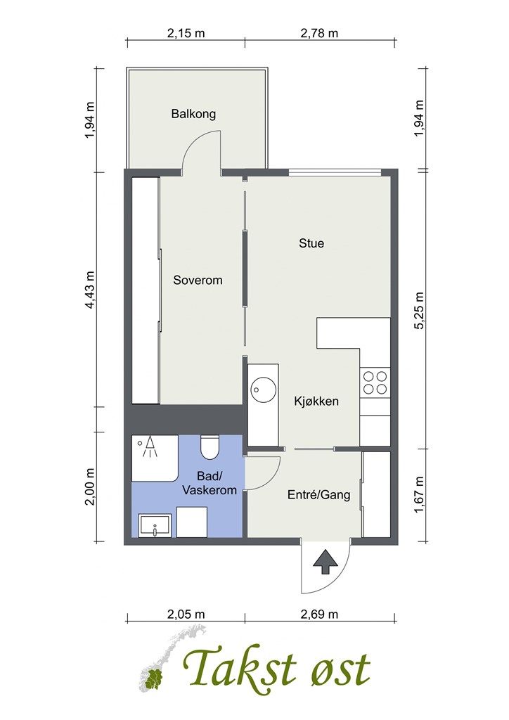 Boligen har en svært kvadratsmart planløsning. 