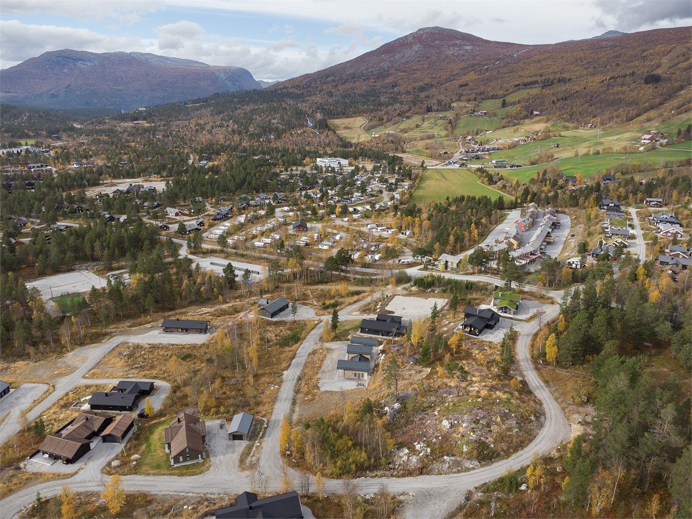 Dronebilde av hyttefeltet