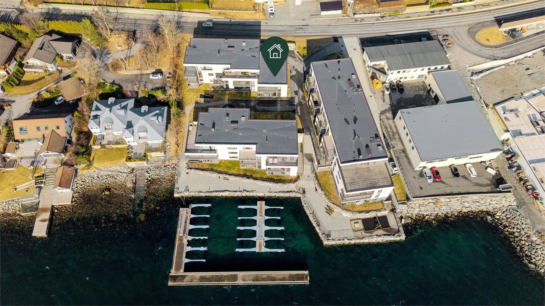 Dronebildet av sameiet sett fra fugleperspektiv