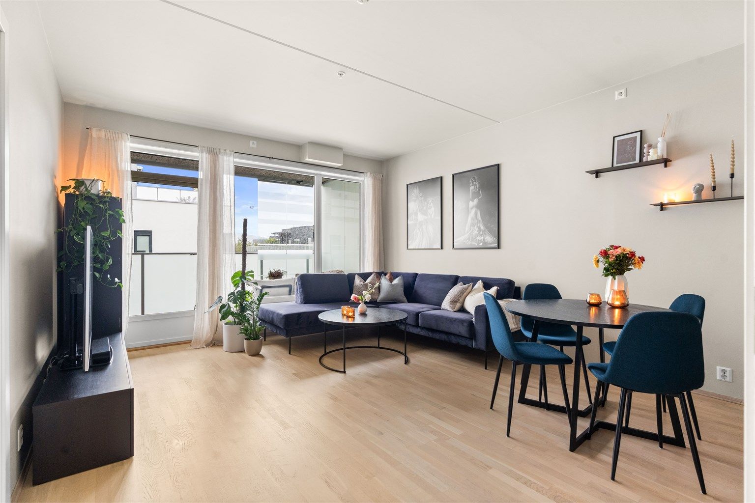 Leiligheten har vannbåren varme i gulvet og balansert ventilasjon - moderne og tidsriktig