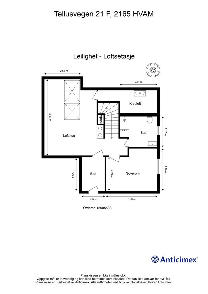 Plantegning - Loftsetasje.