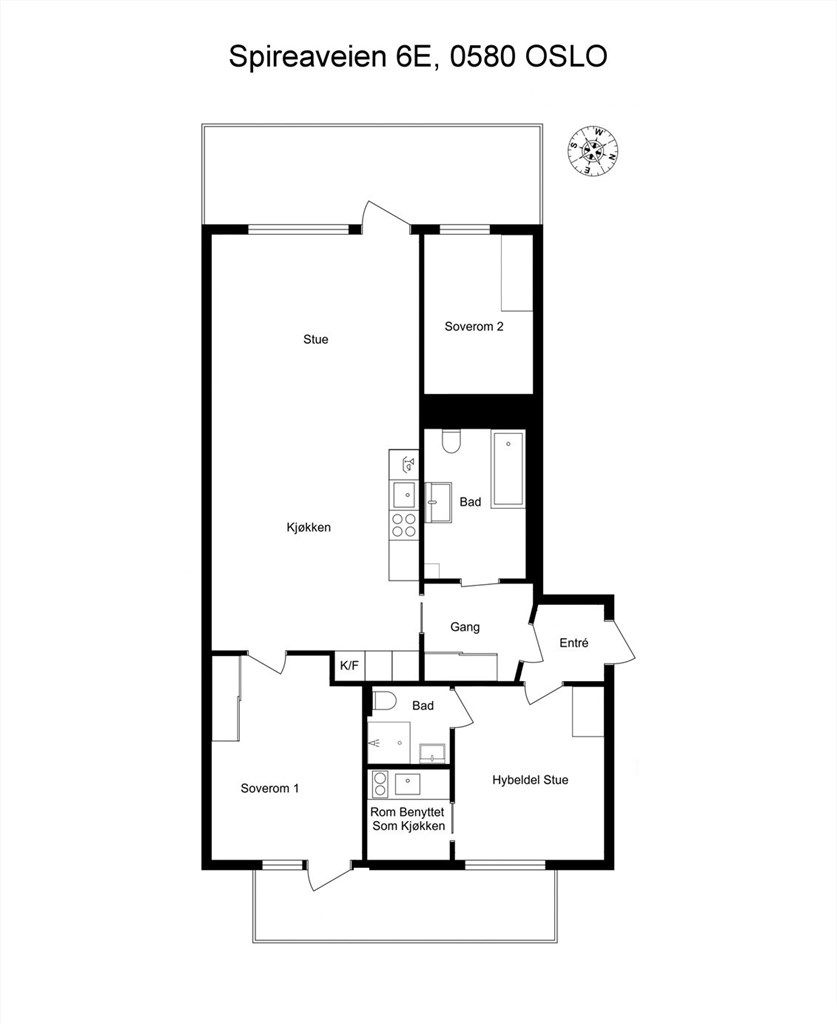 Alternativ planløsning med hybeldel - estimert utleie kr 11.500,- per mnd. Dette er et søknadspliktig tiltak hos kommunen for å få rom endret til varig opphold