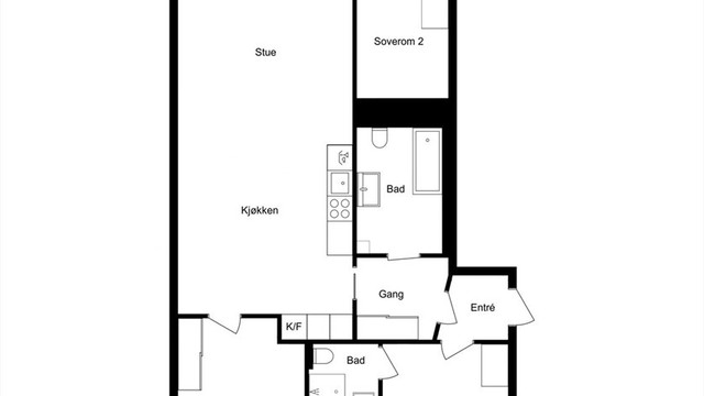 Alternativ planløsning med hybeldel - estimert utleie kr 11.500,- per mnd. Dette er et søknadspliktig tiltak hos kommunen for å få rom endret til varig opphold