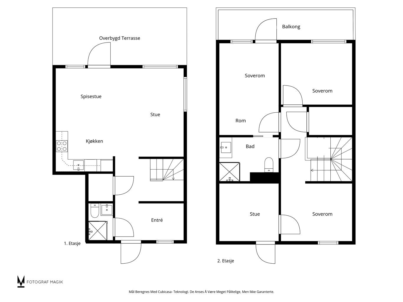 Plantegning 1.- og 2.etasje
