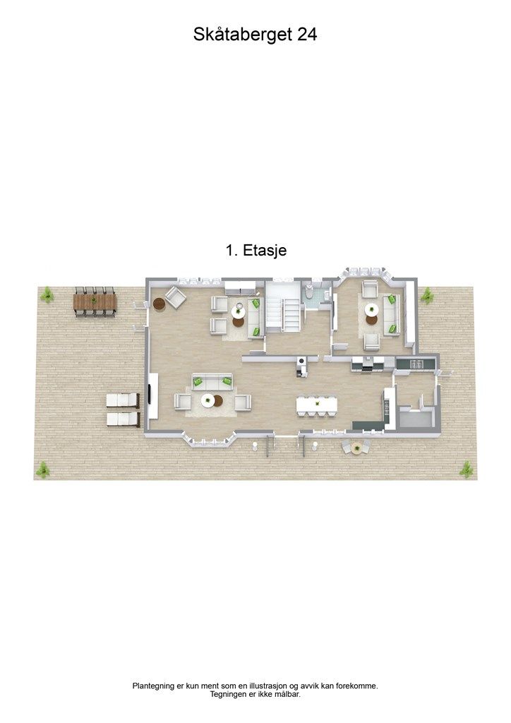 3 D plantegning hovedetasjen