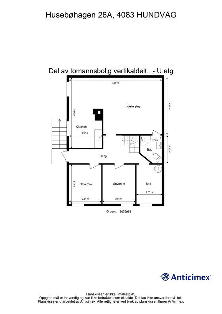 Plantegning underetasje. 