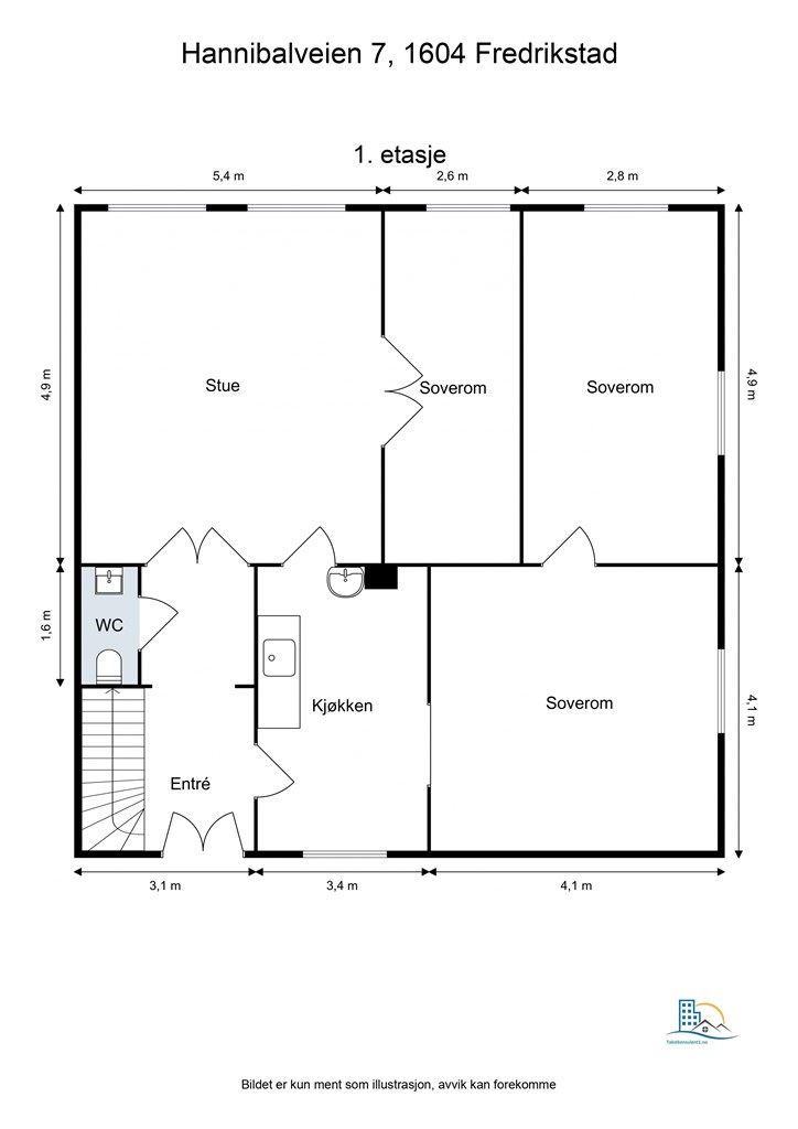 Veiledende skisse av første etasje.
