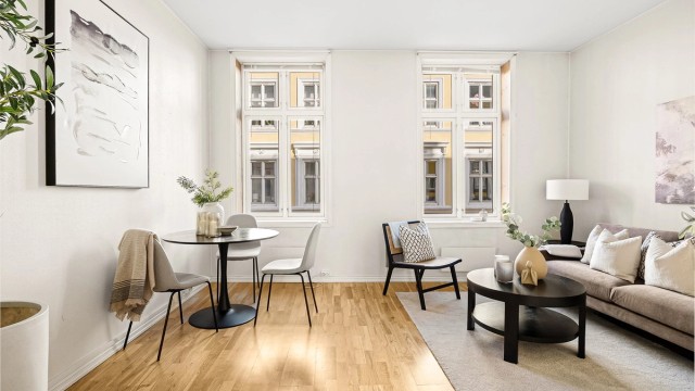 En lys og praktisk leilighet med godt utnyttet planløsning beliggende sentralt på Majorstuen. Foto: Marit Andersen.