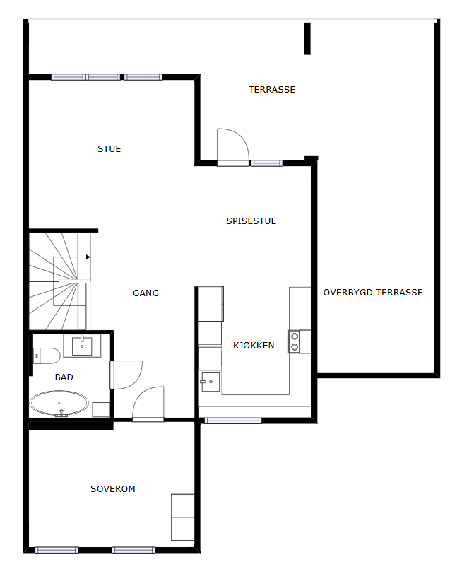 Veiledende skisse av andre etasje.