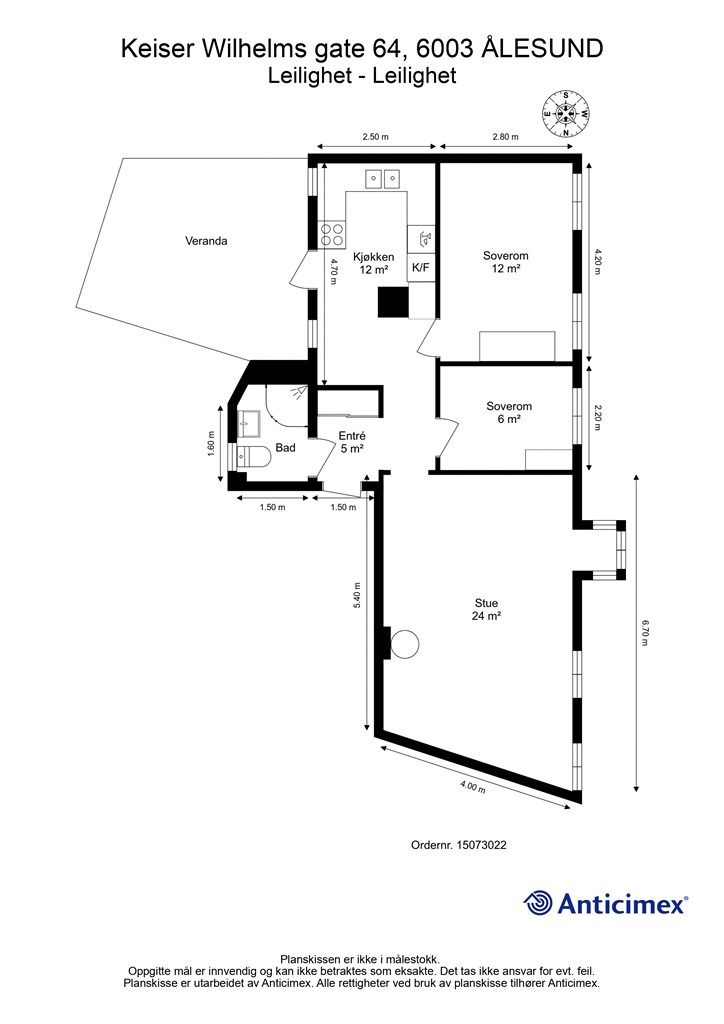 Målsatt plantegning