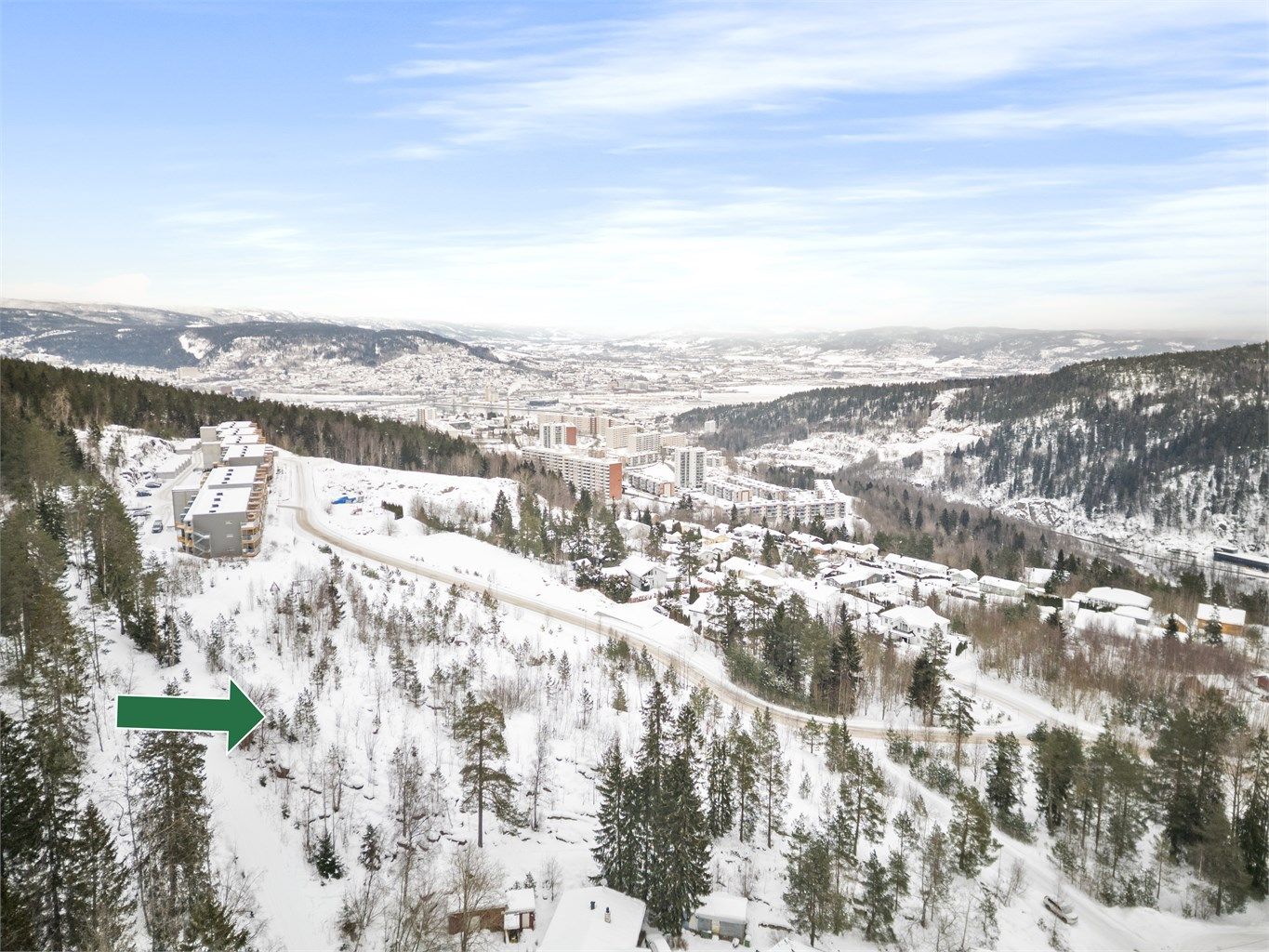 Velkommen til Knut Auberts vei - 4 tomter på totalt ca. 8.300 kvm!
Foto: Ole Thorgeir Solheim Thoresen