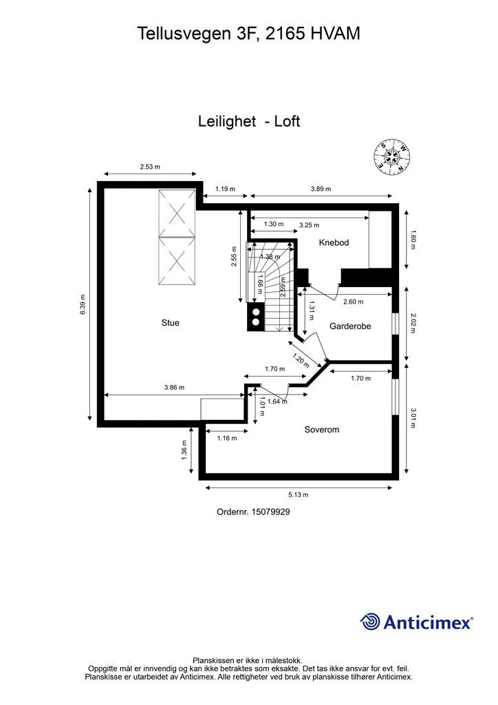 Plantegning - Leilighetens 2. etasje. 