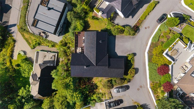 Dronebilde av eiendommen sett fra fugleperspektiv