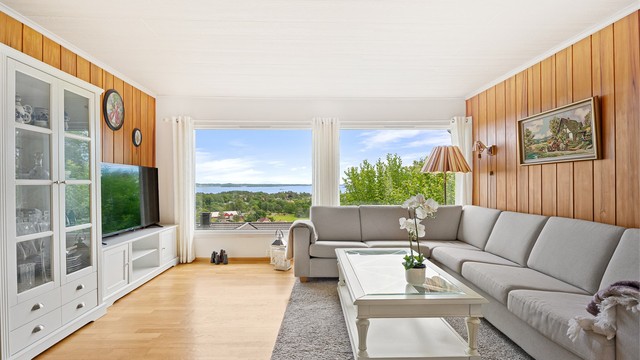 Utsikten følger også ut i stua.