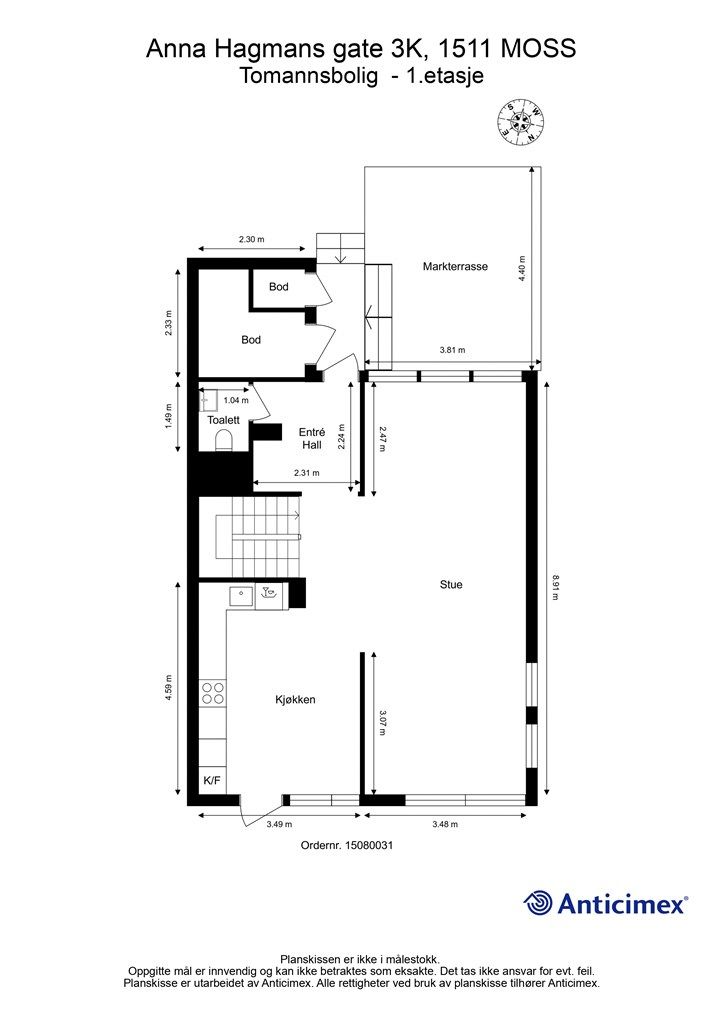 Veiledende skisse av første etasje.