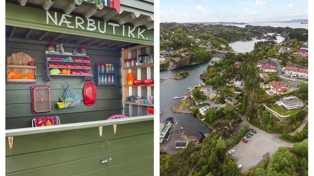 For de minste er det bygget en koselig lekebutikk på baksiden av hytten.