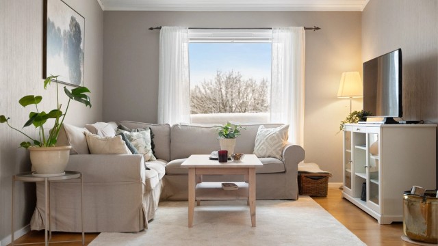 En egen TV-krok kan enkelt etableres i en del av stuen.