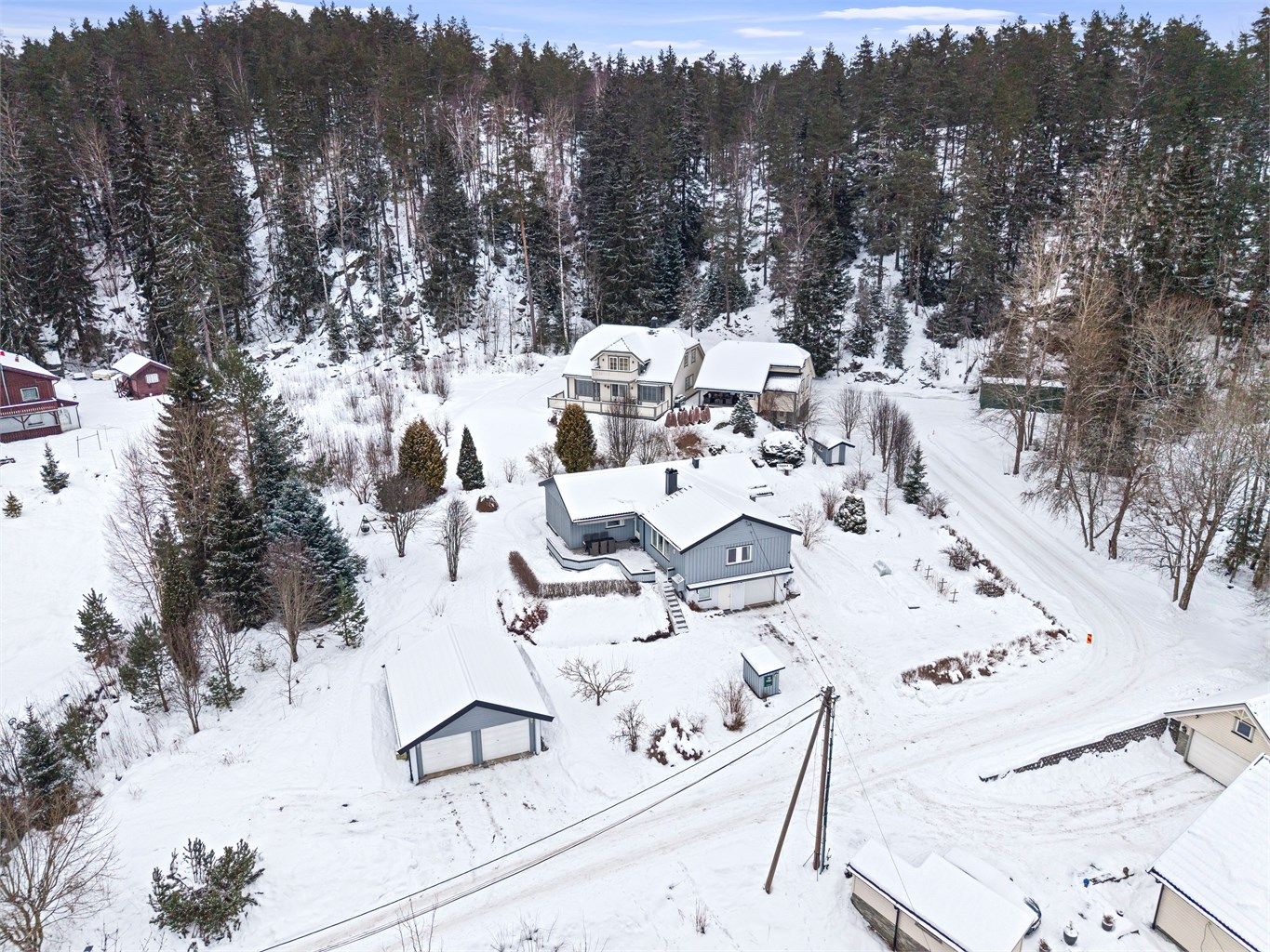 Landlig beliggenhet rett ved skogen