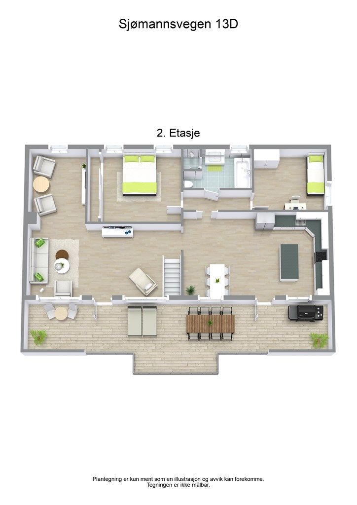 3D plantegning 2. etasje