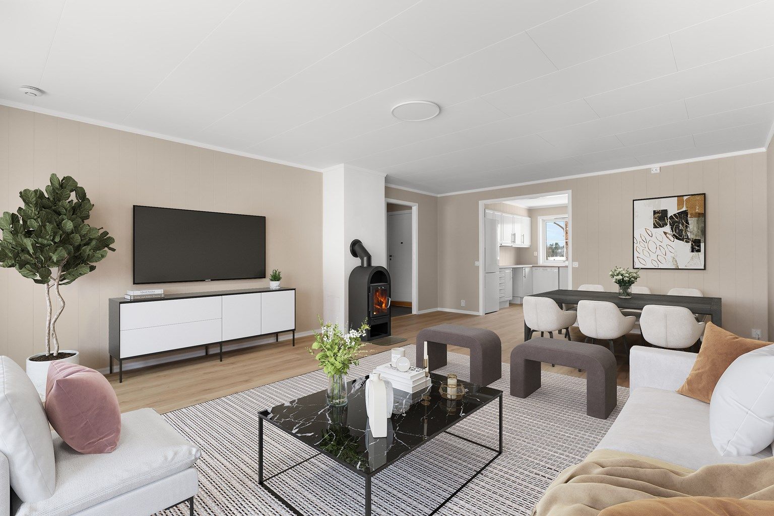 Eiendomsmegler Krogsveen avd. Årnes har gleden av å presentere Sagvegen 20D! Bildet er digitalt stylet. 