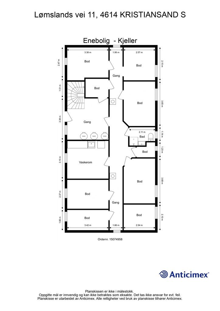 Plantegning med mål - Kjeller