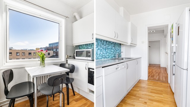 Gjennom kjøkkenvinduet titter solen inn tidlig på dagen.