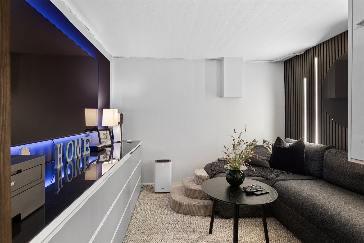 Innredet tv-stue i hybel - Rommet er ikke godkjent for varig opphold