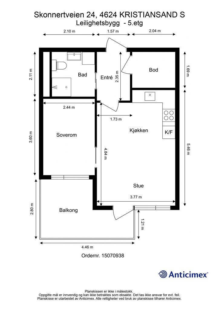 Plantegning med mål- 5 etg.