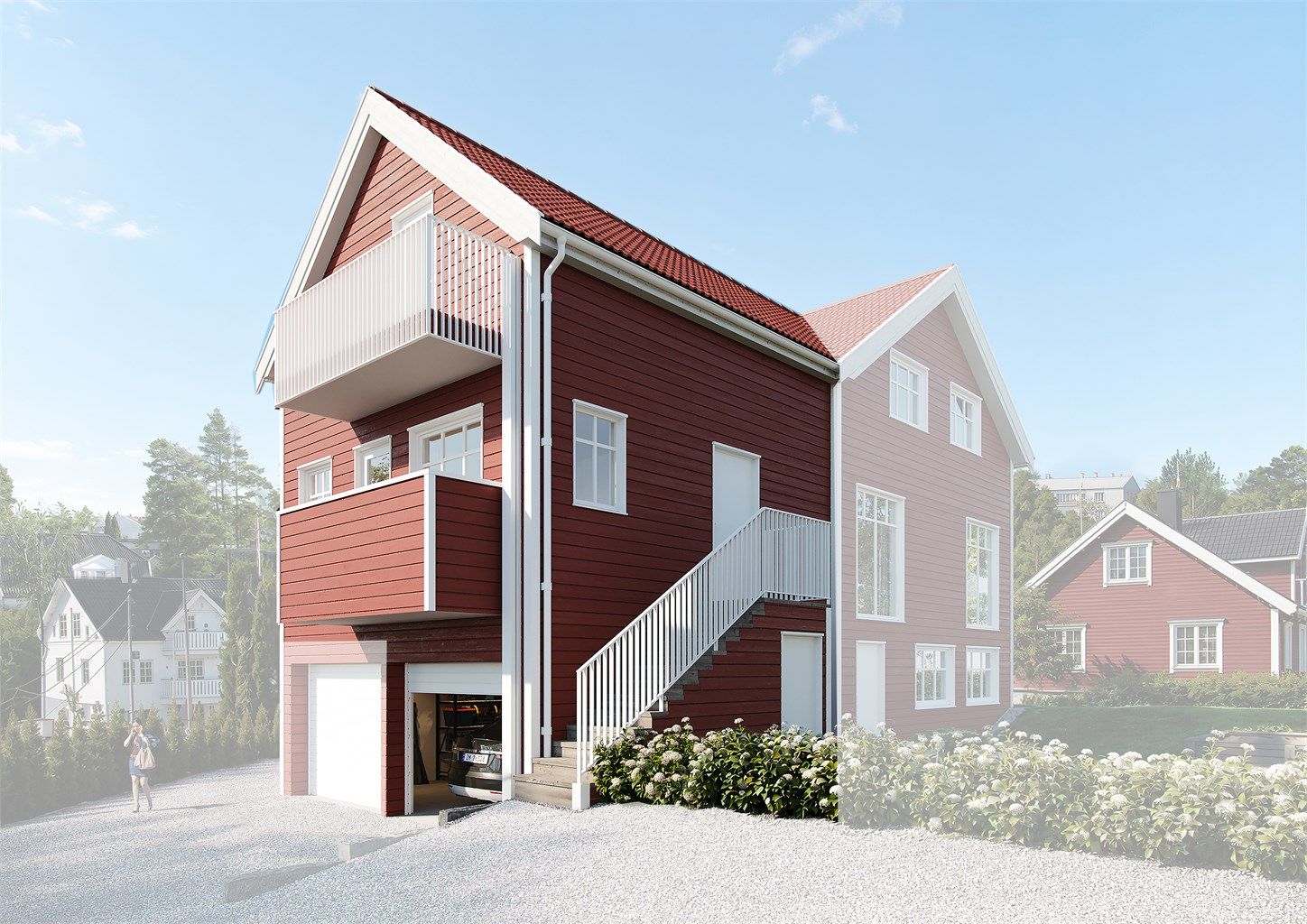 Spennende hageleilighet under oppføring. (3D illustrasjon, avvik må påregnes). 