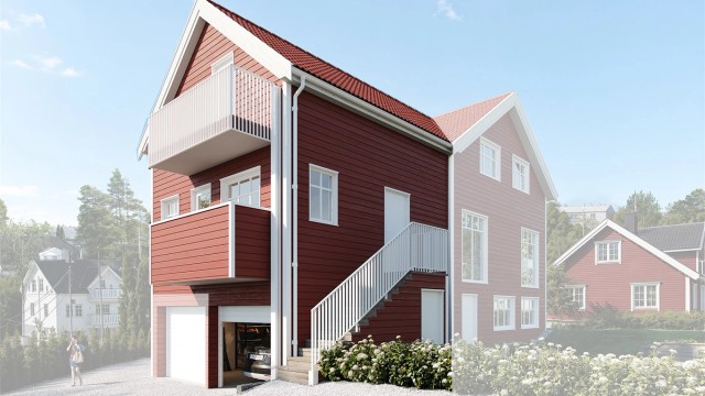 Spennende hageleilighet under oppføring. (3D illustrasjon, avvik må påregnes).
