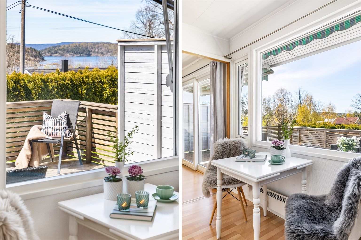 Til frokostbordet får du følge av vel så flott utsikt som ute på terrassen.