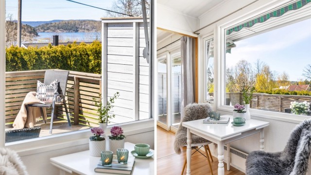 Til frokostbordet får du følge av vel så flott utsikt som ute på terrassen.